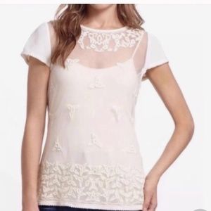 Anthro Maeve Sheer Embroidered Top